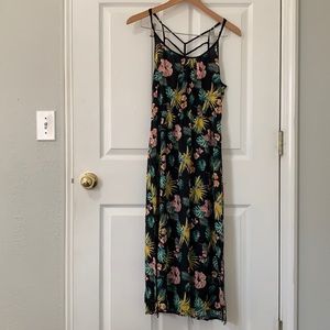 Tropical midi beach vacation dress